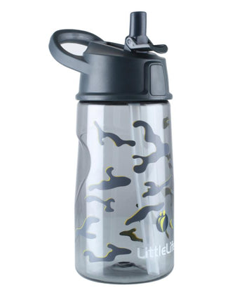 Vaikiška tritano gertuvė LittleLife Kids Flip-Top Water Bottle, 550 ml. (kamufliažo pilka)